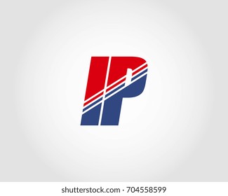 Letter I and P red and blue combination logo