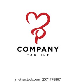 Letter P Red Love Logo Icon Vector