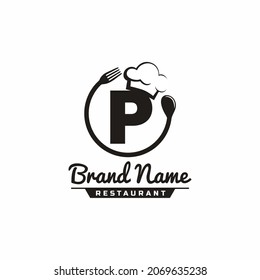 Letter P Restaurant Food Logo Design