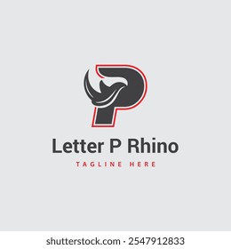 Letra P Rhino logotipo, combinação Letra P e rhino, 
 com modelo vetorial, 