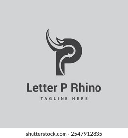 Letra P Rhino logotipo, combinação Letra P e rhino, 
 com modelo vetorial, 