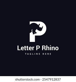 Letra P Rhino logotipo, combinação Letra P e rhino, 
 com modelo vetorial, 