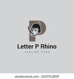 Letra P Rhino logotipo, combinação Letra P e rhino, 
 com modelo vetorial, 