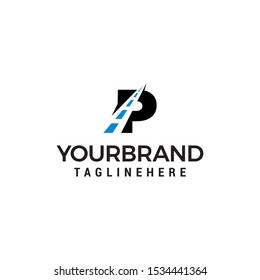 letter P and road Logo Inspiration template