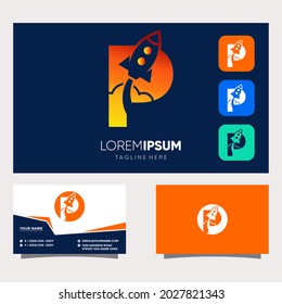 Letter P Rocket Initial Logo Design Vector Graphic Icon Illustration