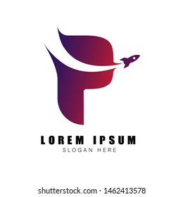 Letter P Rocket Logo Template Design Vector, Emblem, Design Concept, Creative Symbol, Icon