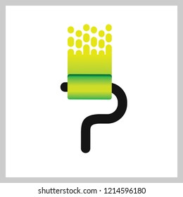 Letter P roll brush paint Logo
