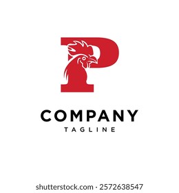 Letter P Rooster Logo Icon Vector