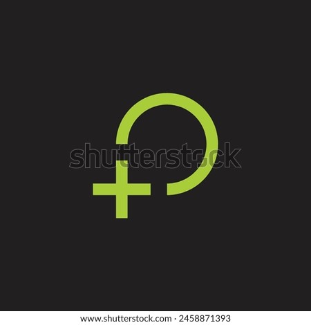 letter p round plus medical symbol logo vector 