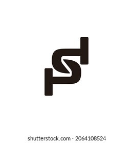 letter p s d simple geometric linked logo vector