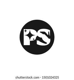 Letter P and S Logo. Shoes Symbol. Foot Wear Vector Icon.