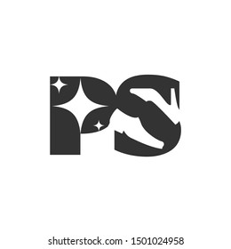 Letter P and S Logo. Shoes Symbol. Foot Wear Vector Icon.