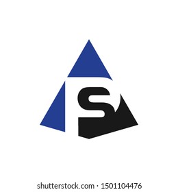 Letter P and S Logo. Triangle Pyramid Symbol. Icon vector.