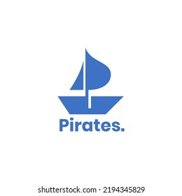 Letter p sailing boat and pirates logo vector. Initial p ship on the sea logo identity