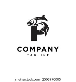 Letter P Salmon Fish logo icon vector