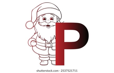 letter P with Santa Claus designed with alphabet. Characters with fun expressions pose various poses. It's vector art so it's easy to edit.
