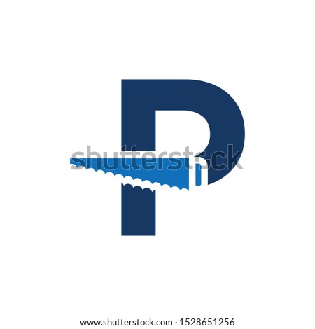 Letter P Saw Construction, Renovation and Repairs Logo Design