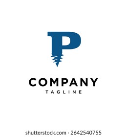 Letter P Screw logo Icon Vector