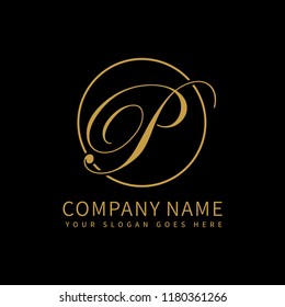 Letter P Script Initial Luxury Logo Design Vector