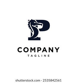 Letter P Sea Horse Logo Icon Vector
