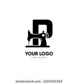 Letter P Sewing Machine Logo Design Vector Icon Graphic Emblem Illustration Background Template