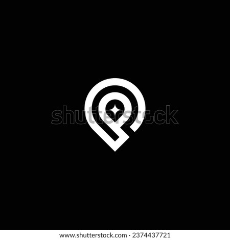Letter P shaped into pinned place logo