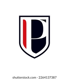 Logo elegante del escudo P, diseño vectorial. 