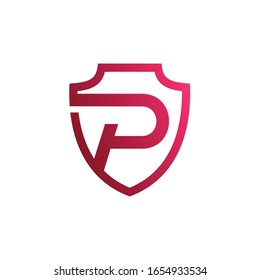 Diseño del logotipo del escudo de letra p
