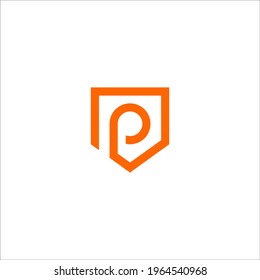 letter P shield logo design vector sign