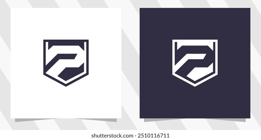 Buchstabe p mit Schild Logo Design Vektor