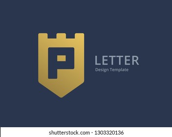 Letter P shield logo icon design template elements
