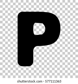 Letter P sign design template element. Black icon on transparent