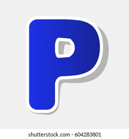 Letter P sign design template element. Vector. New year bluish icon with outside stroke and gray shadow on light gray background.