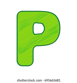 Letter P sign design template element. Vector. Lemon scribble icon on white background. Isolated
