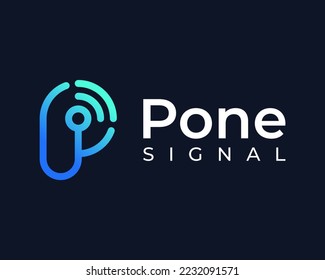 Letter P Signal Wireless Connection Technology Sound Audio Broadcast Vibration Vector Logo Design