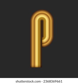 Letter P simple 3d logo identity initial from gold gradient, minimal style industrial logotype.