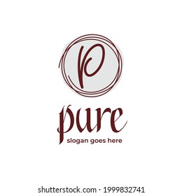 letter P with simple circle logo inspiration