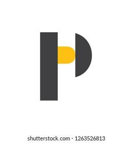 letter p simple geometric logo vector