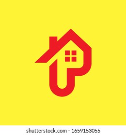 Letter P simple logo design property real estate