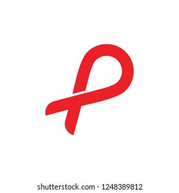 letter p simple ribbon logo 