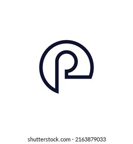 letter p simplicity circle line logo vector
