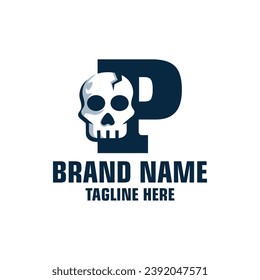 Letter P Skull Logo Design Template Inspiration, Vector Illustration.