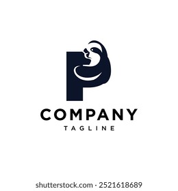 Letter P Sloth logo icon vector