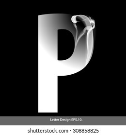 Letter P with smoke waves. Vector illustration. You can easily change the background color without having to do with character and smoke.