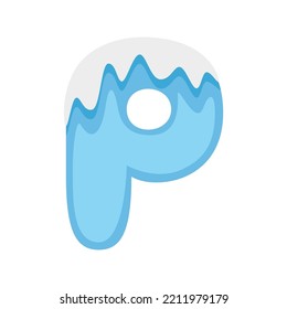Letra P Nieve, ilustración vectorial