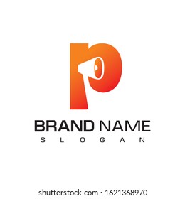 Letter P, Speaker Logo Design For Advertising Company Symbol