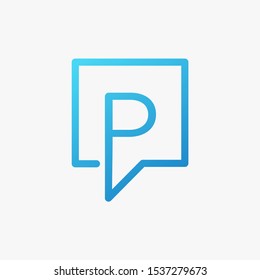 letter P with speech bubble line logo. talk logo vector modern illustration graphic abstract template. Chat concept Logo Template - VECTOR