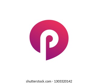 Letter P speech bubble logo icon design template elements