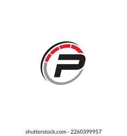 Letter P and Speedometer logo or icon design