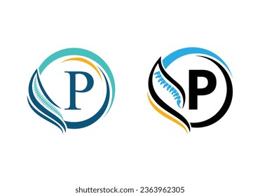 Letter P with Spine Orthopedic logo. for orthopedic business and company identity